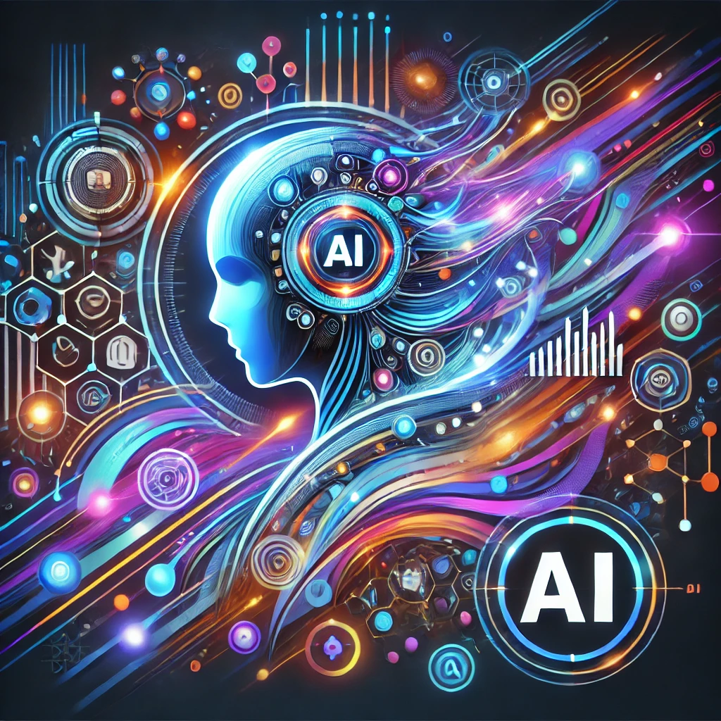 퍼플렉시티 ai 프로 장점: 빠른 데이터 분석과 혁신적 기술을 나타내는 화려한 빛 효과와 네온 컬러가 돋보이는 미래지향적 AI 일러스트