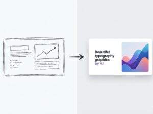 손으로 그린 PPT 스케치가 AI를 통해 전문적인 그래픽과 타이포그래피로 변환된 비교 이미지