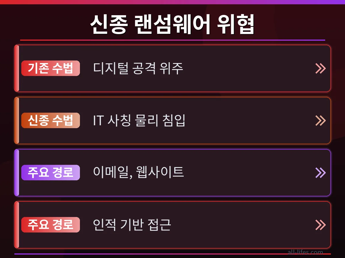 구글과 FBI의 경고처럼 IT 직원을 사칭한 해킹 공격에 노출된 시스템과 안전하게 예방된 시스템을 비교하는 모습. 랜섬웨어 피해를 막는 대처법의 중요성을 시각적으로 보여줍니다.