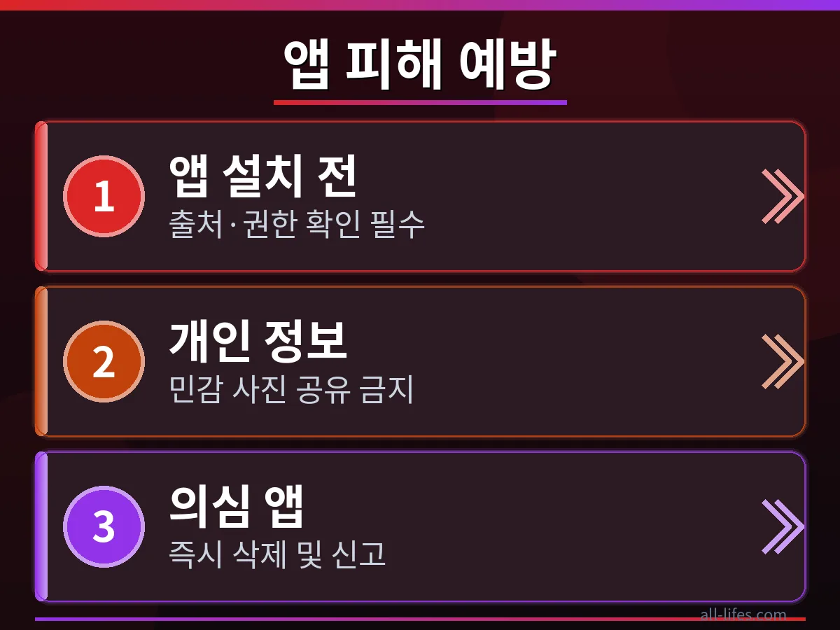 스마트폰 화면에서 앱 권한 설정 메뉴를 손가락으로 가리키며, 애플 앱스토어 사용자들이 누디파이 앱과 같은 위험한 앱으로 인한 피해를 예방하기 위한 개인 정보 보호 설정 방법을 보여주는 이미지.