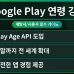 구글 플레이 앱 연령 확인 오류 해결하는 법을 안내하는 안드로이드 개발자가 강화된 연령 확인 정책 화면을 검토하는 모습. 한국 사용자에게 중요한 변경사항을 시각적으로 보여줍니다.