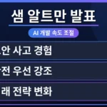 샘 알트만이 OpenAI의 AI 개발 속도 조절을 발표하는 모습. 보안 사고 실제 분석 3단계 논의가 담긴 회의실 풍경으로, 이번 발표의 영향에 대한 이해를 돕습니다.
