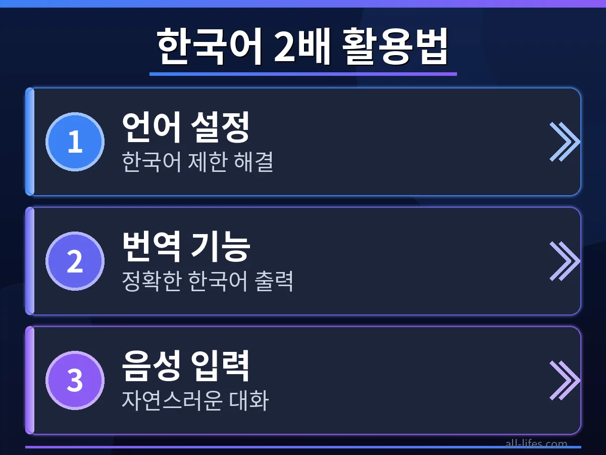구글 제미나이 앱에서 한국어 설정을 변경하는 방법을 보여주는 스마트폰 화면 캡처. 설정 메뉴에서 언어 옵션을 선택하여 구글 제미나이 앱 무료 사용 시 한국어 제한 해결 과정을 명확히 안내합니다.