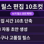 인스타그램 릴스 편집 시간을 획기적으로 절약하는 First Draft 활용법을 보여주는 화면. AI 기술로 10초 만에 초안을 만드는 과정을 시각적으로 표현.