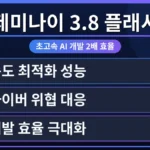 구글 제미나이 3.8 플래시 모델을 활용하여 개발 효율을 2배 높이는 모습을 시각화한 이미지입니다. 빠르게 처리되는 데이터 흐름과 최적화된 개발 환경을 통해 초고속 AI 개발의 미래를 보여줍니다.